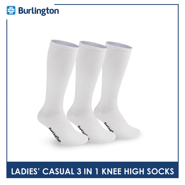 Burlington Ladie's Cotton Thin Casual Knee High Socks 3 pairs in a pack BLHKG2