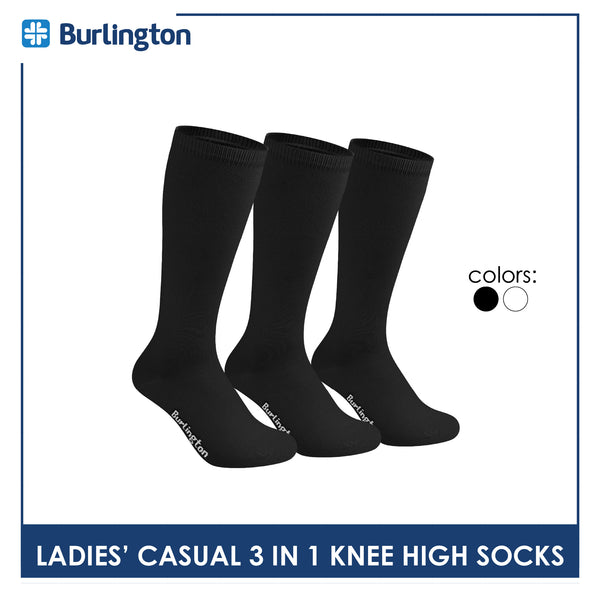 Burlington Ladie's Cotton Thin Casual Knee High Socks 3 pairs in a pack BLHKG2