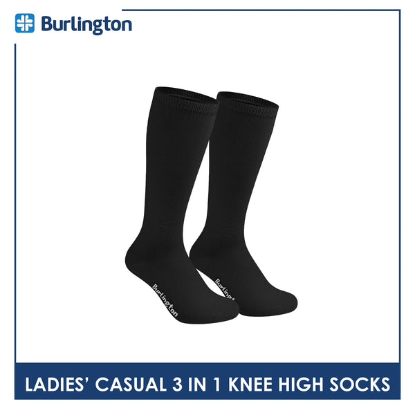 Burlington Ladie's Cotton Thin Casual Knee High Socks 3 pairs in a pack BLHKG2