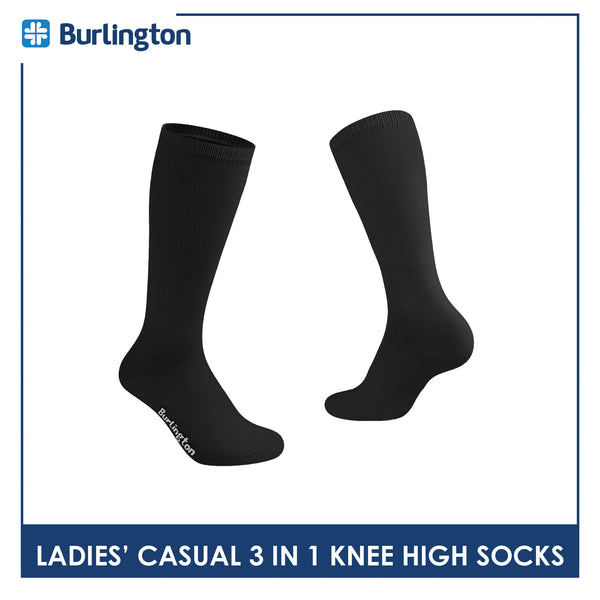 Burlington Ladie's Cotton Thin Casual Knee High Socks 3 pairs in a pack BLHKG2