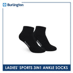 Burlington Ladies' Cotton Thick Sports Ankle Socks 3 pairs in a pack BLL-222