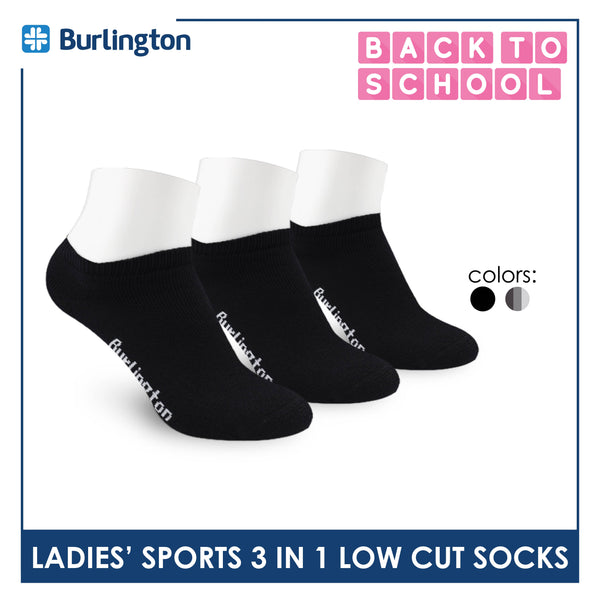 Burlington Ladies' Cotton Low Cut Lite Thick Sports Socks 3 pairs in 1 pack BLS-219