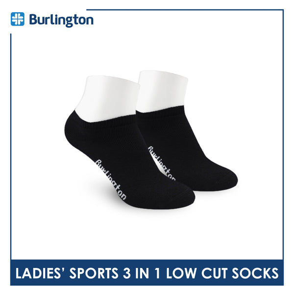 Burlington Ladies' Cotton Low Cut Lite Thick Sports Socks 3 pairs in 1 pack BLS-219