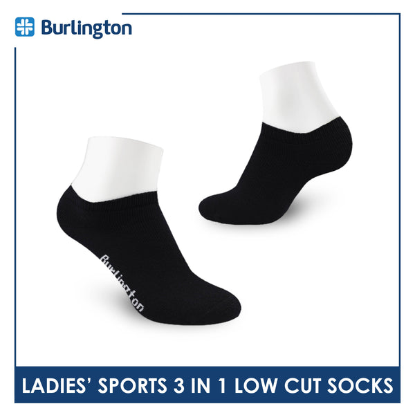 Burlington Ladies' Cotton Low Cut Lite Thick Sports Socks 3 pairs in 1 pack BLS-219