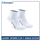 Burlington Ladies' Cotton Ankle Lite Thick Sports Socks 3 pairs in 1 pack BLS-222