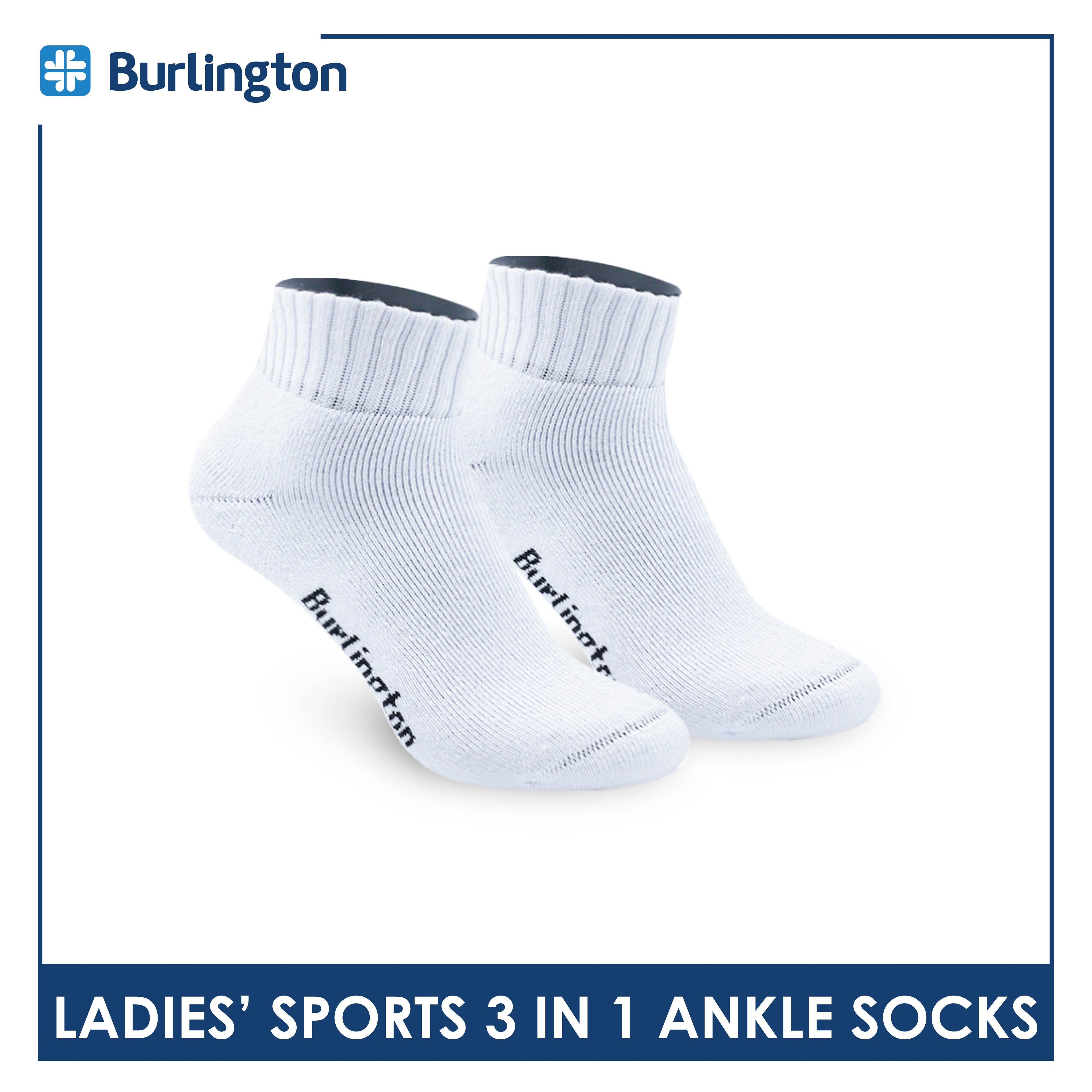 Burlington Ladies' Cotton Ankle Lite Thick Sports Socks 3 pairs in 1 pack BLS-222