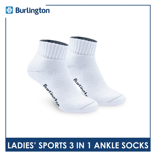 Burlington Ladies' Cotton Low Cut Lite Thick Sports Socks 3 pairs in 1 pack BLS-222