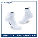 Burlington Ladies' Cotton Ankle Lite Thick Sports Socks 3 pairs in 1 pack BLS-222