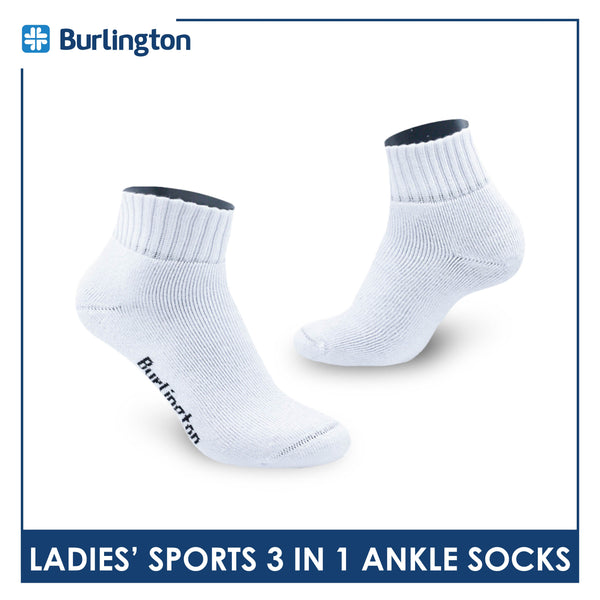 Burlington Ladies' Cotton Low Cut Lite Thick Sports Socks 3 pairs in 1 pack BLS-222