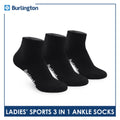 Burlington Ladies' Cotton Ankle Lite Thick Sports Socks 3 pairs in 1 pack BLS-222