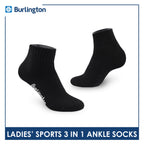 Burlington Ladies' Cotton Ankle Lite Thick Sports Socks 3 pairs in 1 pack BLS-222