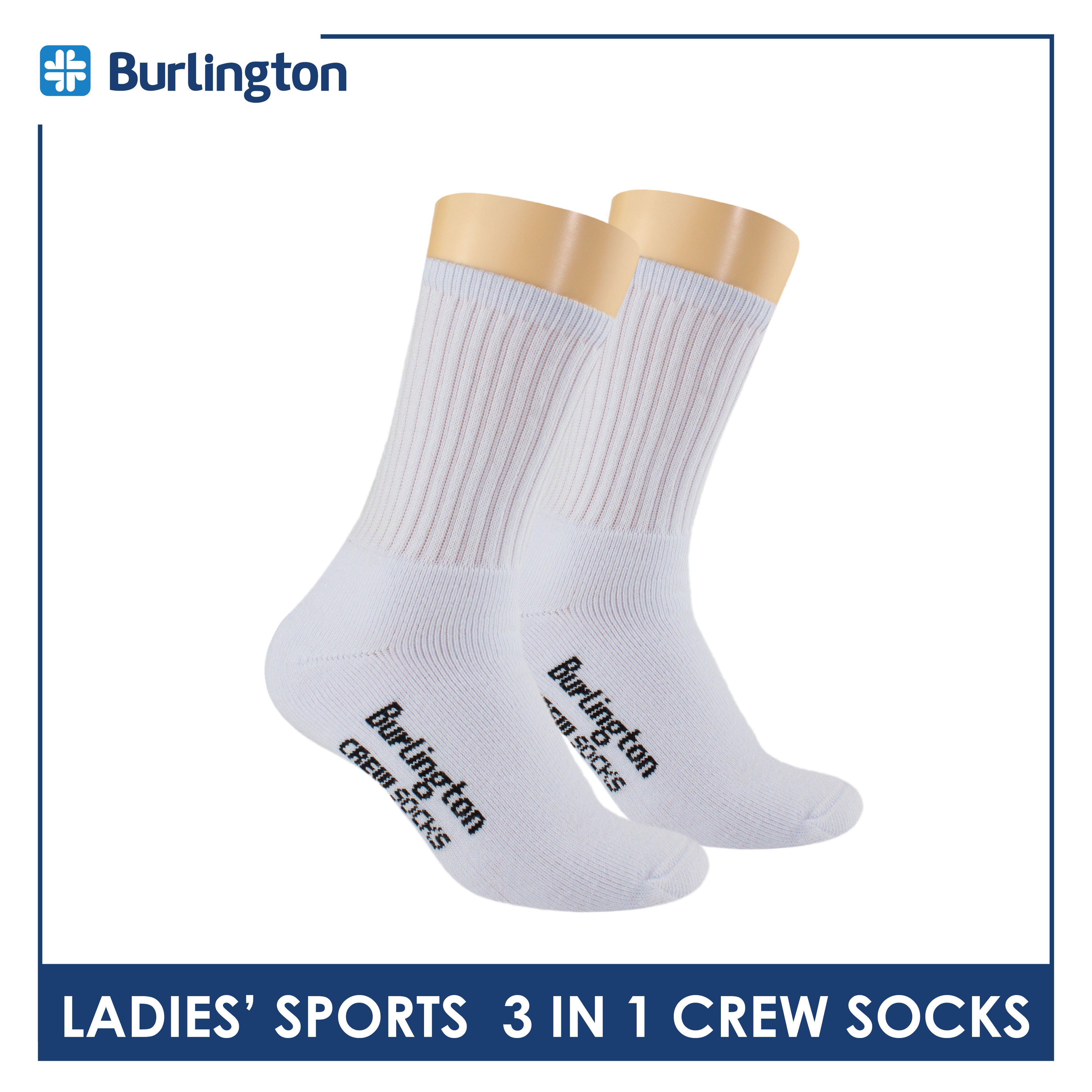 Burlington Ladies' Cotton Thick Sports Crew Socks 3 pairs in a pack BLS-223