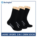 Burlington Ladies' Cotton Thick Sports Crew Socks 3 pairs in a pack BLS-223