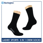 Burlington Ladies' Cotton Thick Sports Crew Socks 3 pairs in a pack BLS-223