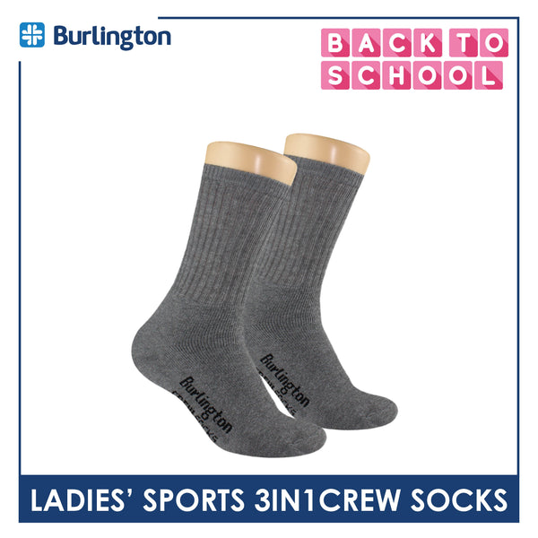 Burlington Ladies' Cotton Thick Sports Crew Socks 3 pairs in a pack BLS-223