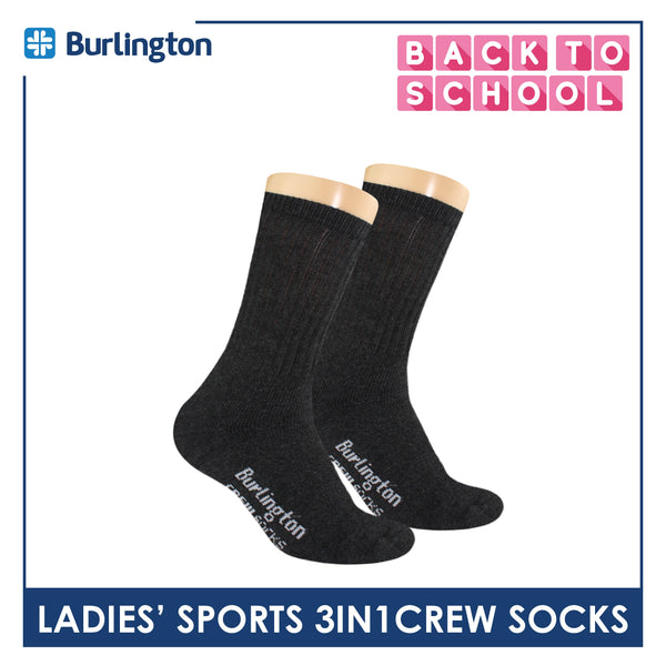 Burlington Ladies' Cotton Thick Sports Crew Socks 3 pairs in a pack BLS-223