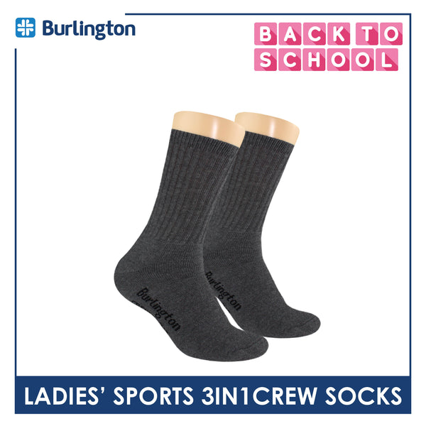 Burlington Ladies' Cotton Thick Sports Crew Socks 3 pairs in a pack BLS-223