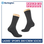 Burlington Ladies' Cotton Thick Sports Crew Socks 3 pairs in a pack BLS-223