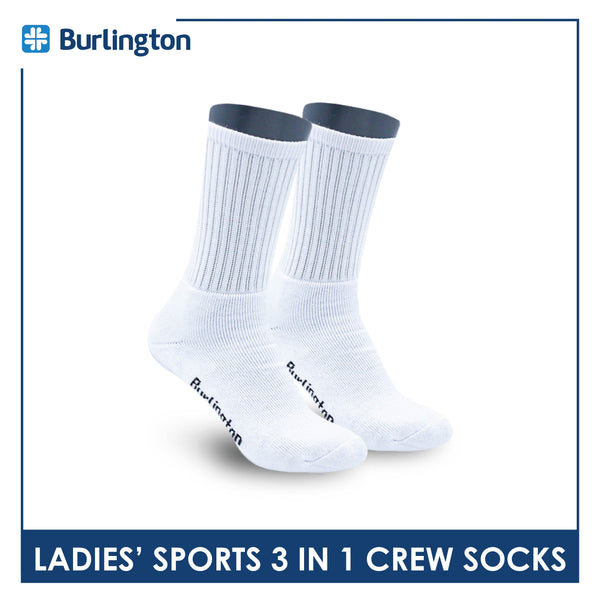 Burlington Ladies' Cotton Thick Sports Crew Socks 3 pairs in a pack BLS-223