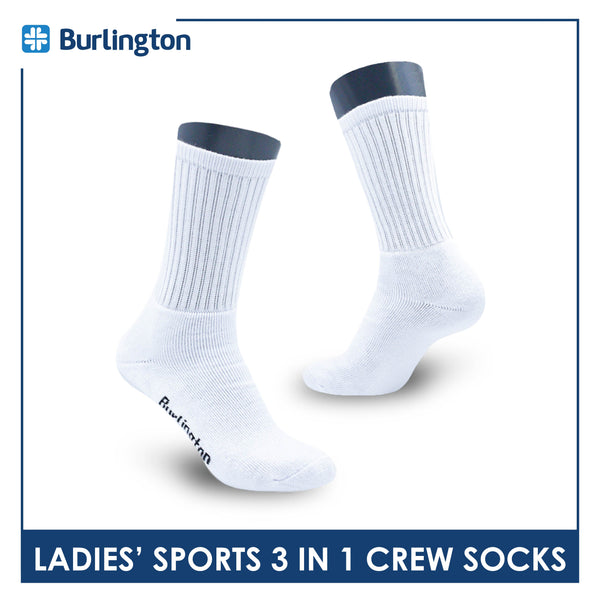 Burlington Ladies' Cotton Thick Sports Crew Socks 3 pairs in a pack BLS-223