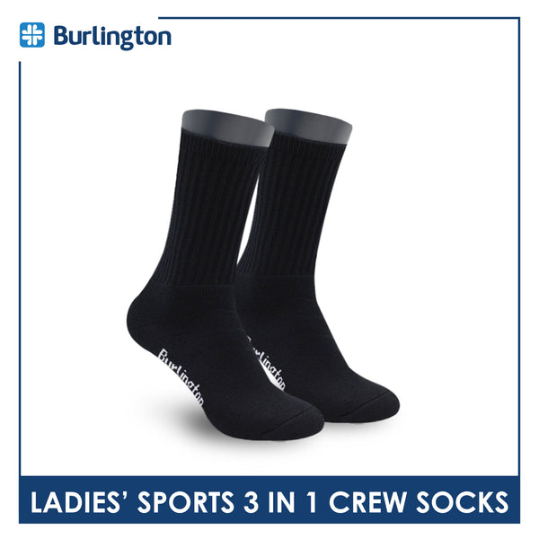 Burlington Ladies' Cotton Thick Sports Crew Socks 3 pairs in a pack BLS-223