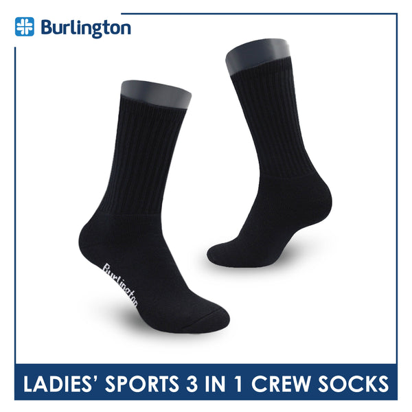 Burlington Ladies' Cotton Thick Sports Crew Socks 3 pairs in a pack BLS-223