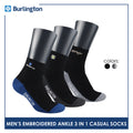 Burlington Men's Cotton Embroidered Thin Casual Ankle Socks 3 pairs in a pack BMCEKG01