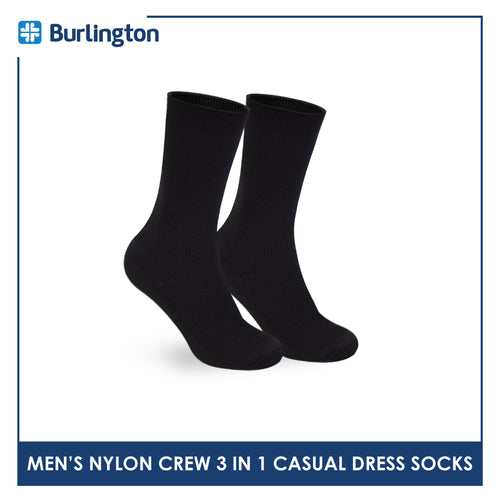 Burlington Men's Nylon Dress Crew Socks 3 pairs in a pack BMDG1
