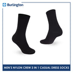 Burlington Men's Nylon Dress Crew Socks 3 pairs in a pack BMDG1