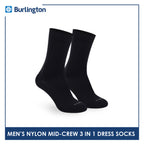 Burlington Men's Nylon Mini Crew Dress Socks 3 pairs in 1 pack BMDG2
