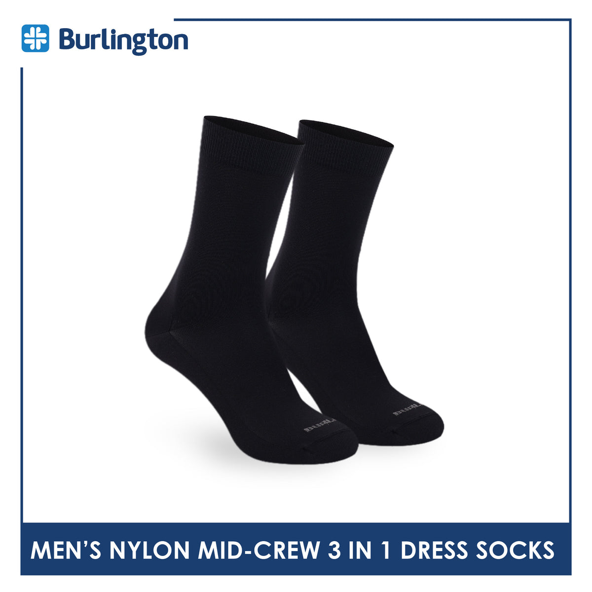Burlington Men's Nylon Mini Crew Dress Socks 3 pairs in 1 pack BMDG2