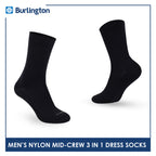 Burlington Men's Nylon Mini Crew Dress Socks 3 pairs in 1 pack BMDG2