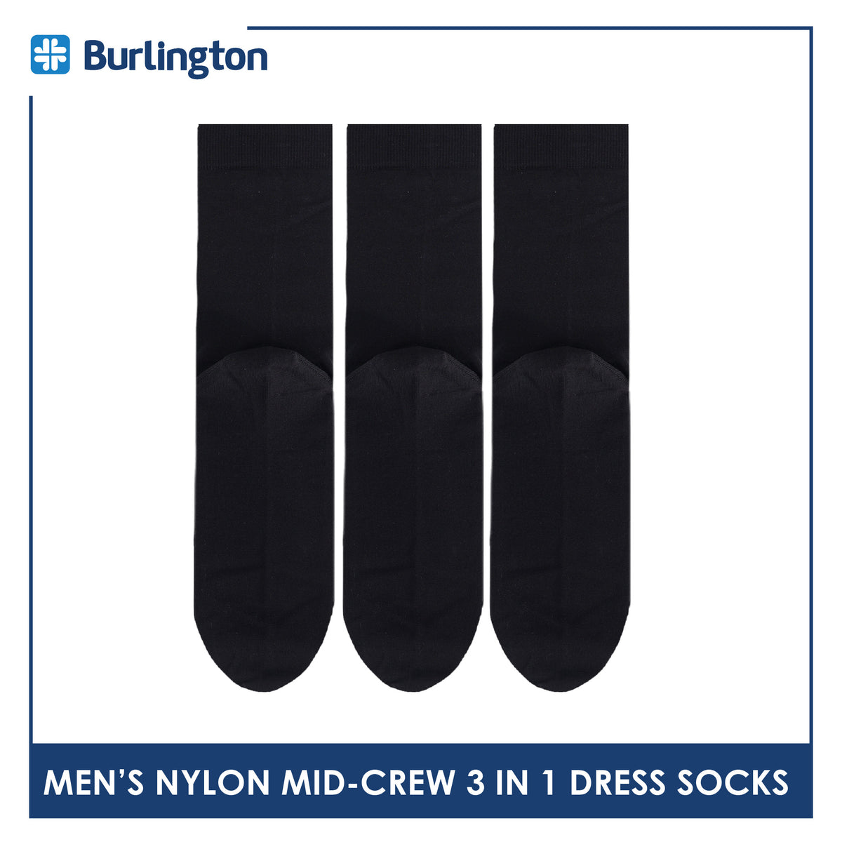 Burlington Men's Nylon Mini Crew Dress Socks 3 pairs in 1 pack BMDG2