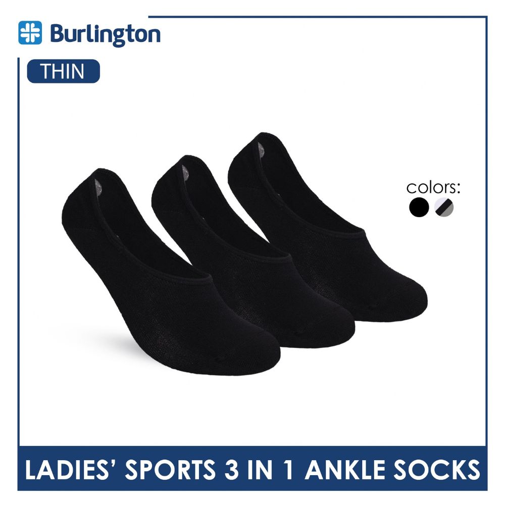Burlington Men's Cotton Lite Thin Casual Anti Slip Foot Cover 3 pairs in 1 pack BMFCCG2