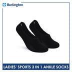 Burlington Men's Cotton Lite Thin Casual Anti Slip Foot Cover 3 pairs in 1 pack BMFCCG2