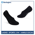 Burlington Men's Cotton Lite Thin Casual Anti Slip Foot Cover 3 pairs in 1 pack BMFCCG2