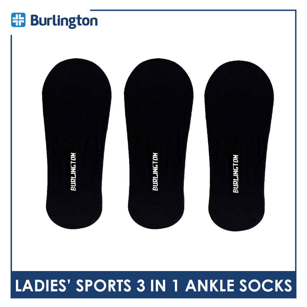 Burlington Men's Cotton Lite Thin Casual Anti Slip Foot Cover 3 pairs in 1 pack BMFCCG2