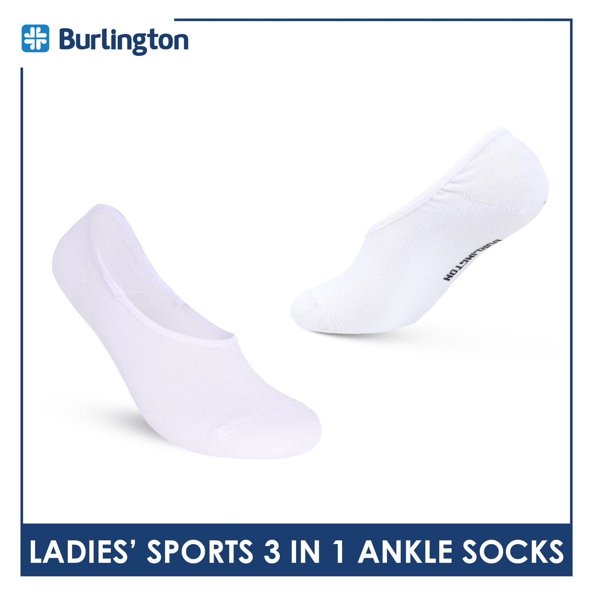 Burlington Men's Cotton Lite Thin Casual Anti Slip Foot Cover 3 pairs in 1 pack BMFCCG2