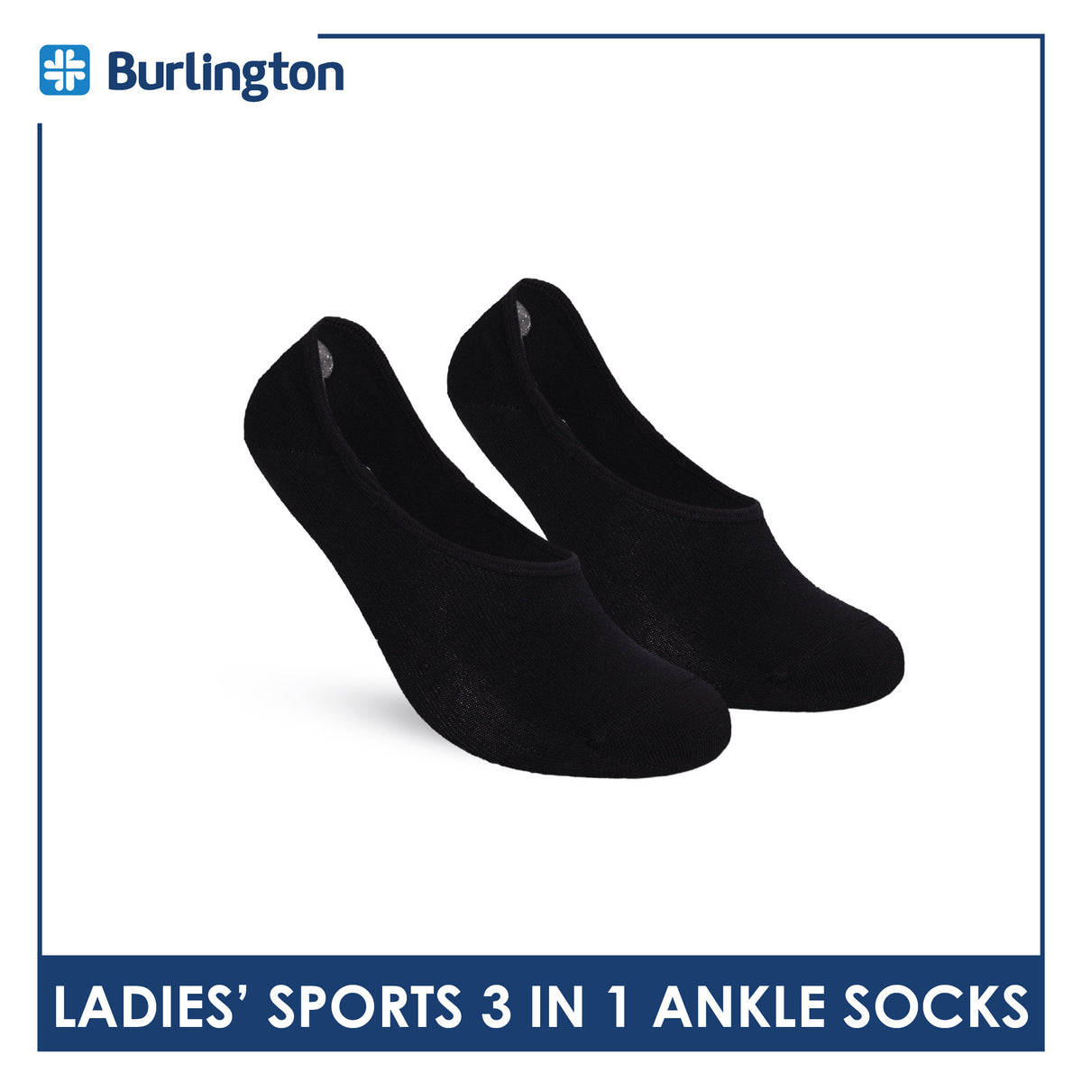 Burlington Men's Cotton Lite Thin Casual Anti Slip Foot Cover 3 pairs in 1 pack BMFCCG2