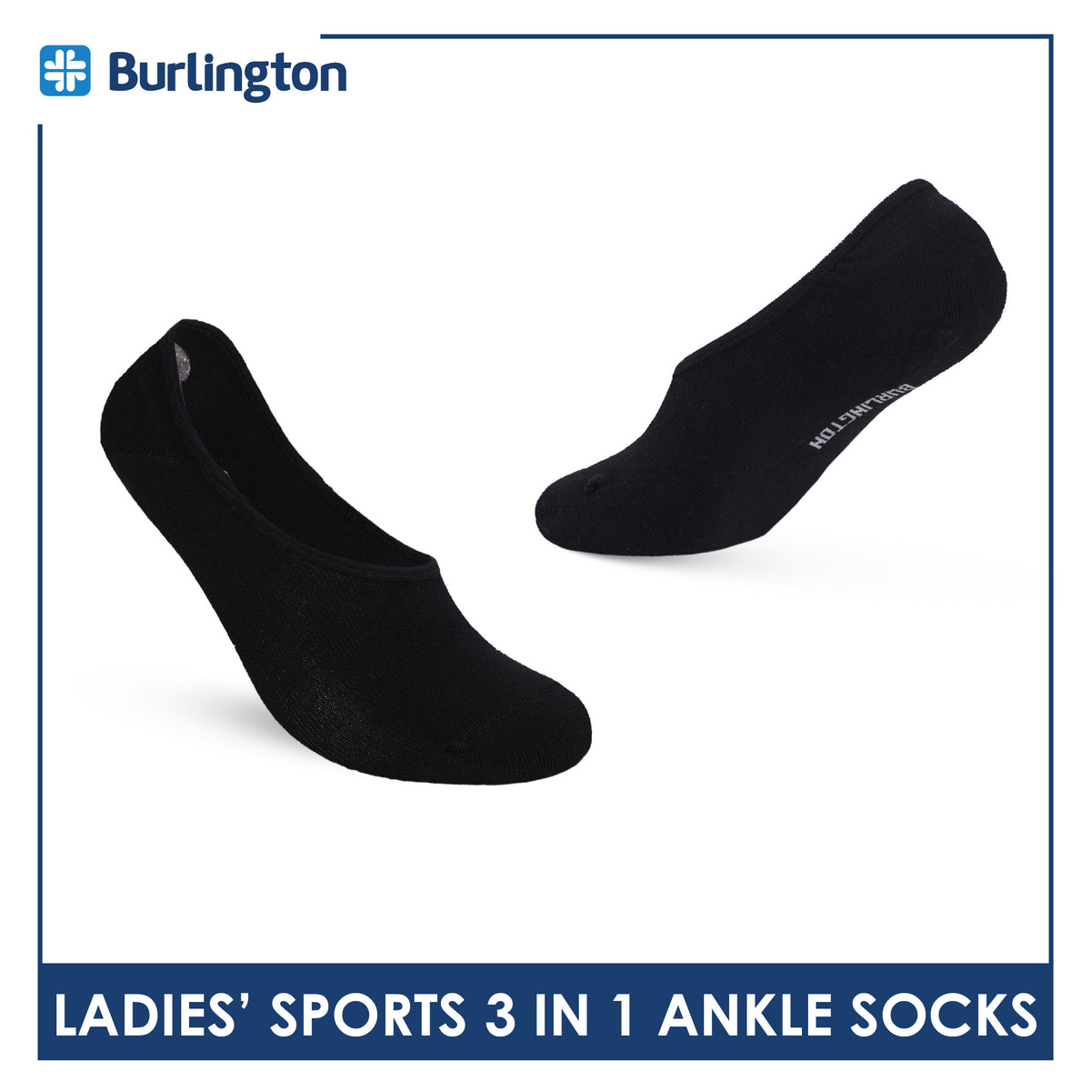Burlington Men's Cotton Lite Thin Casual Anti Slip Foot Cover 3 pairs in 1 pack BMFCCG2
