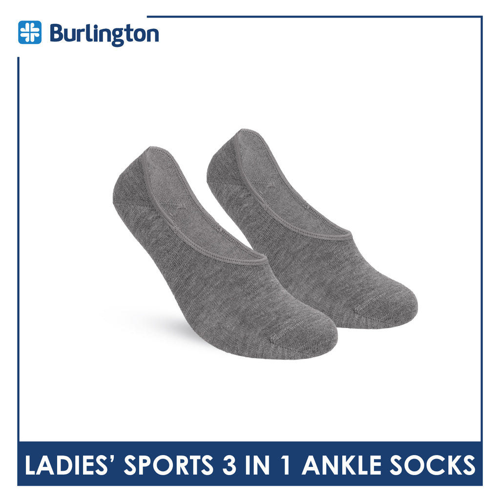 Burlington Men's Cotton Lite Thin Casual Anti Slip Foot Cover 3 pairs in 1 pack BMFCCG2
