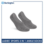 Burlington Men's Cotton Lite Thin Casual Anti Slip Foot Cover 3 pairs in 1 pack BMFCCG2