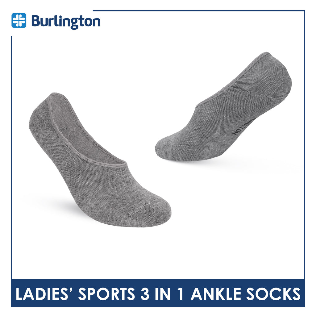 Burlington Men's Cotton Lite Thin Casual Anti Slip Foot Cover 3 pairs in 1 pack BMFCCG2