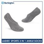 Burlington Men's Cotton Lite Thin Casual Anti Slip Foot Cover 3 pairs in 1 pack BMFCCG2