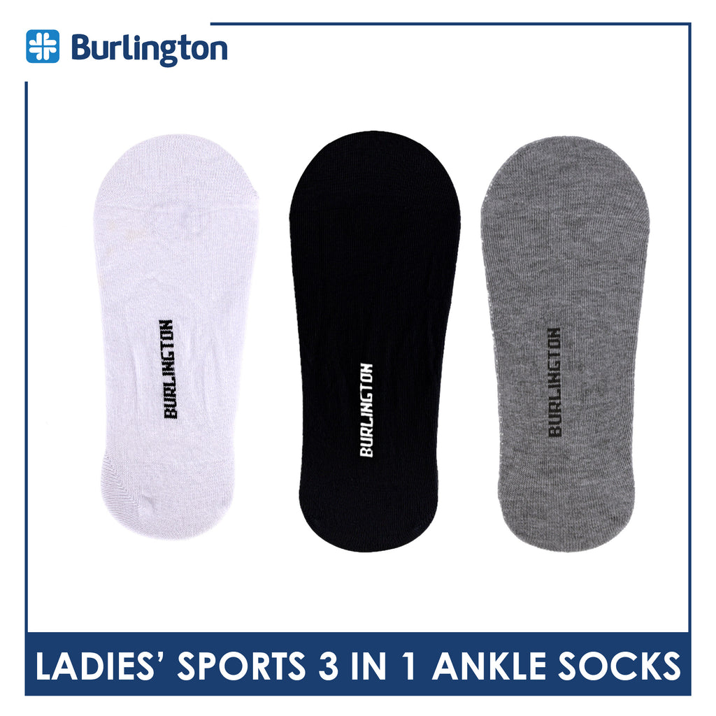 Burlington Men's Cotton Lite Thin Casual Anti Slip Foot Cover 3 pairs in 1 pack BMFCCG2