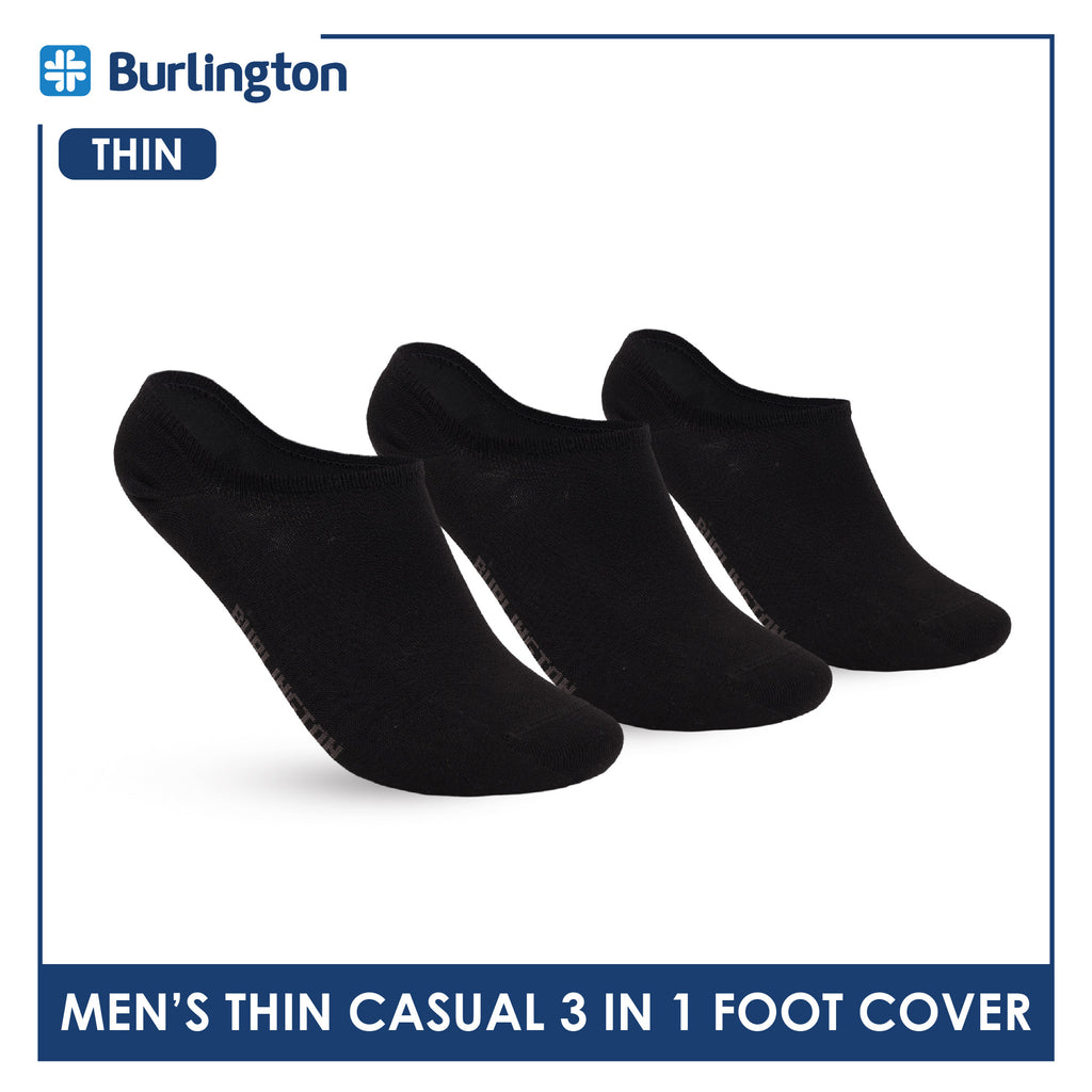Burlington Men's Cotton Lite Thin Casual No Show Socks 3 pairs in a pack BMFCCG3