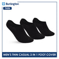 Burlington Men's Cotton Lite Thin Casual No Show Socks 3 pairs in a pack BMFCCG3