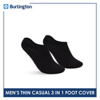 Burlington Men's Cotton Lite Thin Casual No Show Socks 3 pairs in a pack BMFCCG3