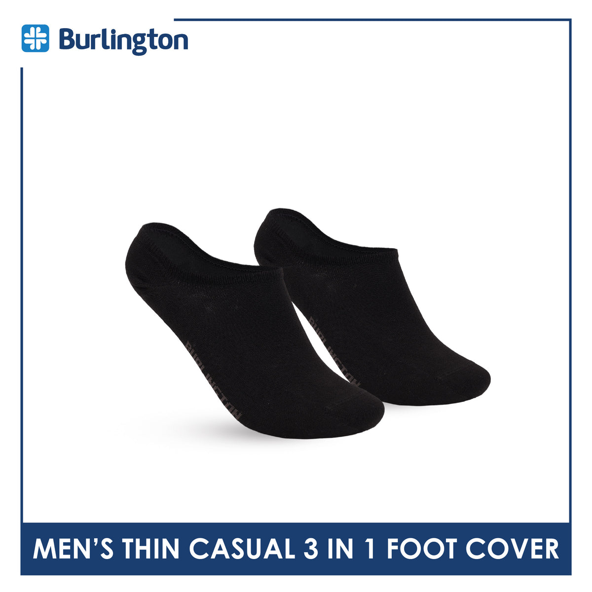 Burlington Men's Cotton Lite Thin Casual No Show Socks 3 pairs in a pack BMFCCG3