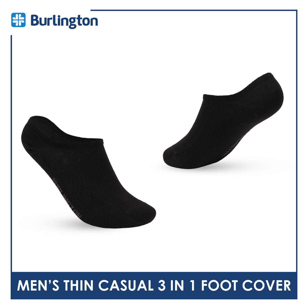 Burlington Men's Cotton Lite Thin Casual No Show Socks 3 pairs in a pack BMFCCG3